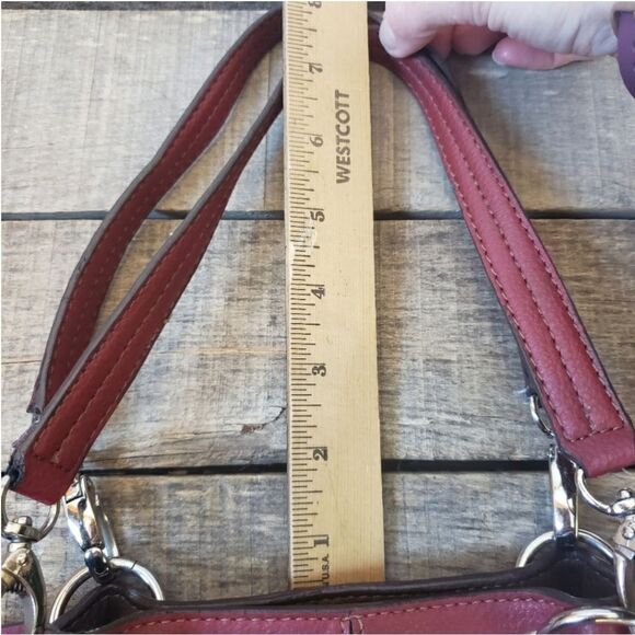 NINE WEST Faux Leather Small Shoulder Hand Bag Dark Red - Picture 7 of 10